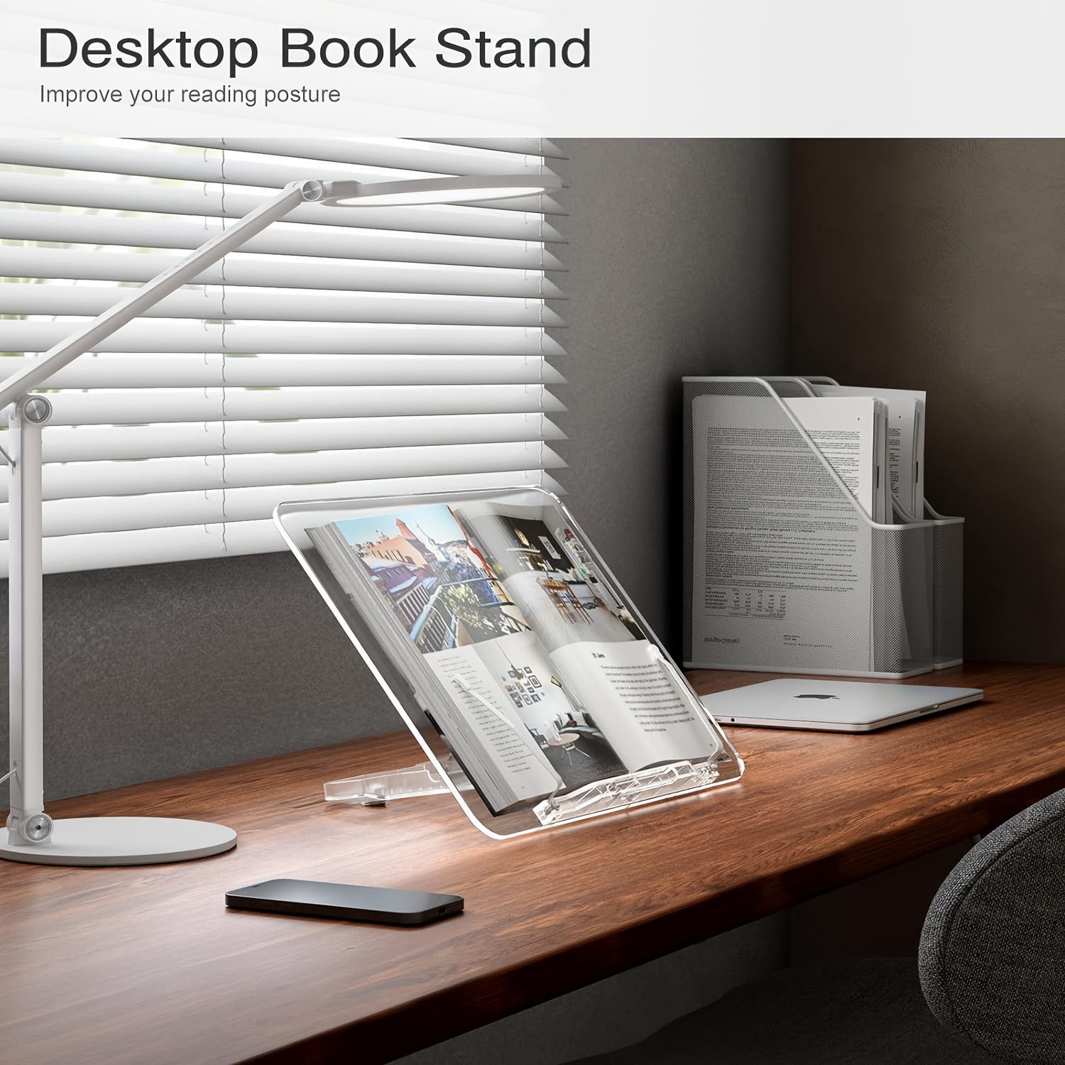Transparent Book Stand 13 Adjustable Height Portable Cookbook