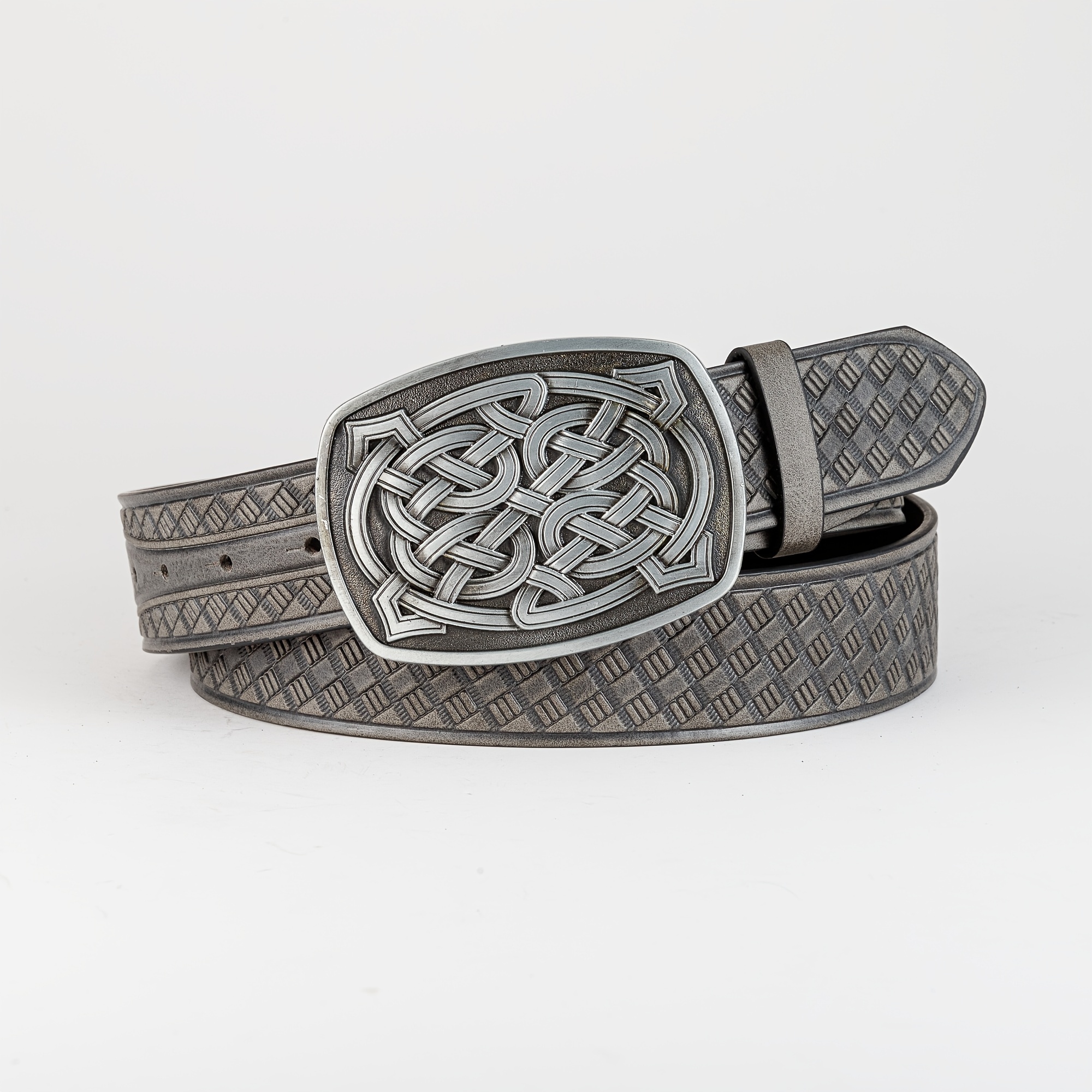 Men's Retro Pattern Buckle Belt PU Leather Decorative Accessories