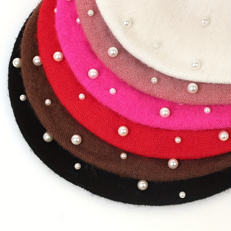 Pearl Women's Solid Warm Beret for Daily Use