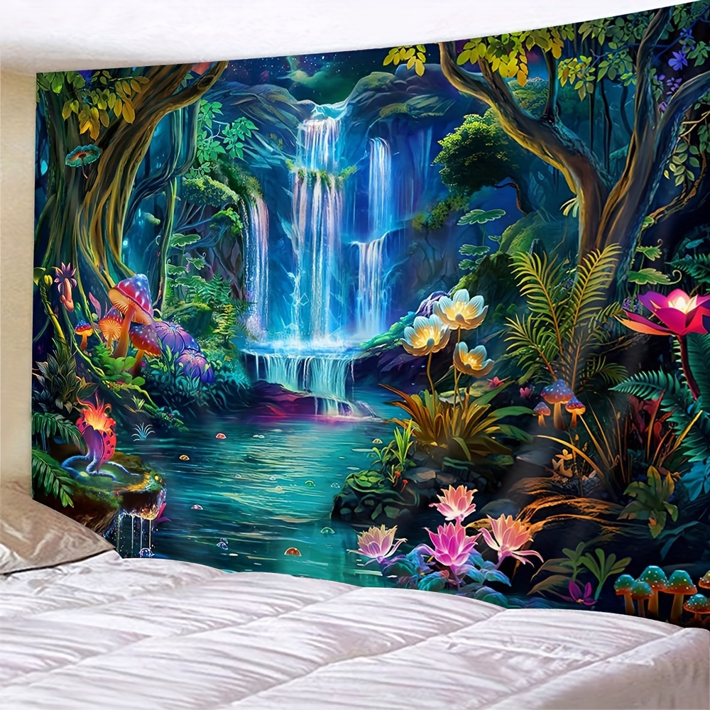 

1pc Jungle Scenery Landscape Tapestry, Polyester Tapestry, Wall Hanging For Living Room Bedroom Office, Home Decor Room Decor Party Decor, With Free Installation Package