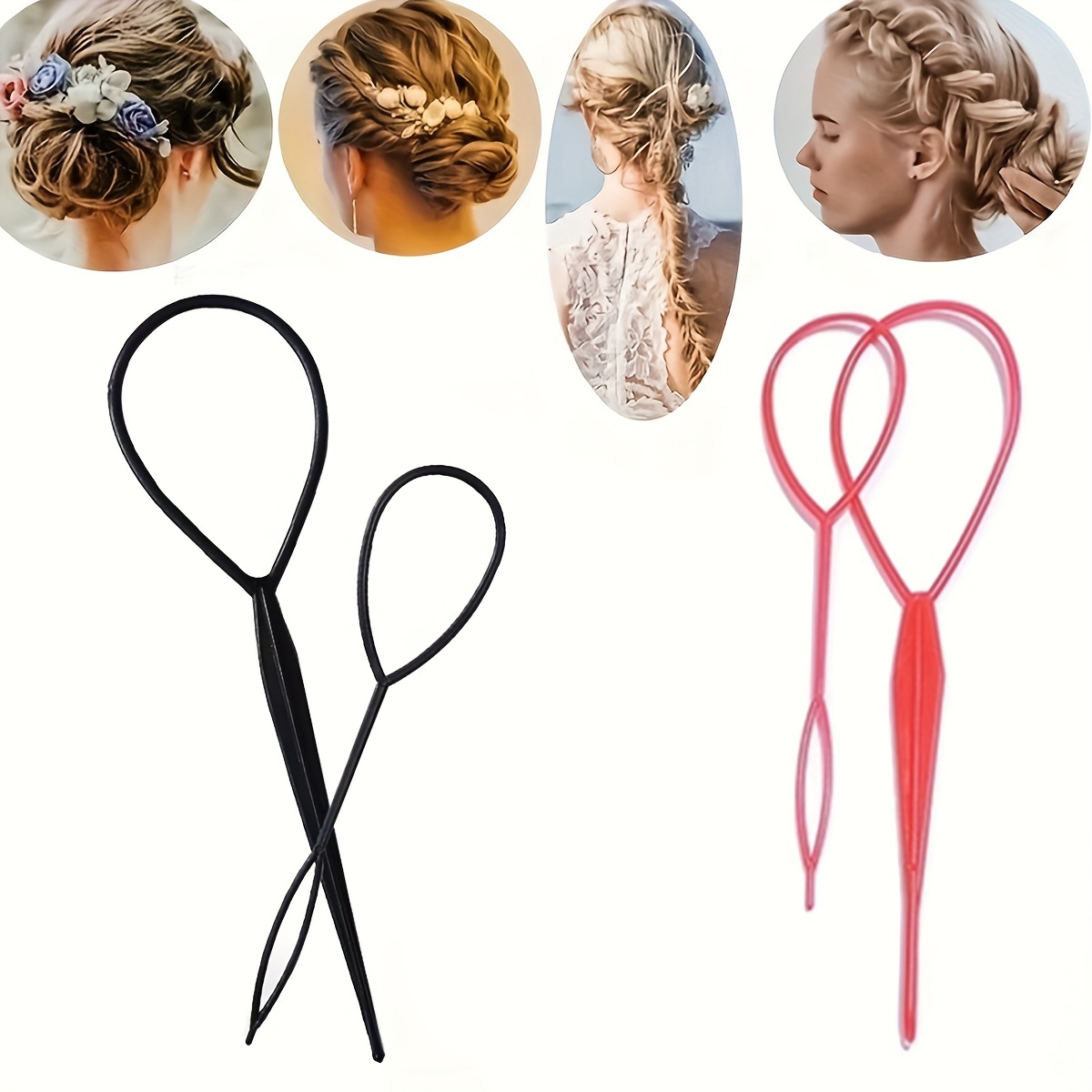Women Plastic Topsy Tail Hair Braid Ponytail Styling Tool Black Maker Clip  Girls