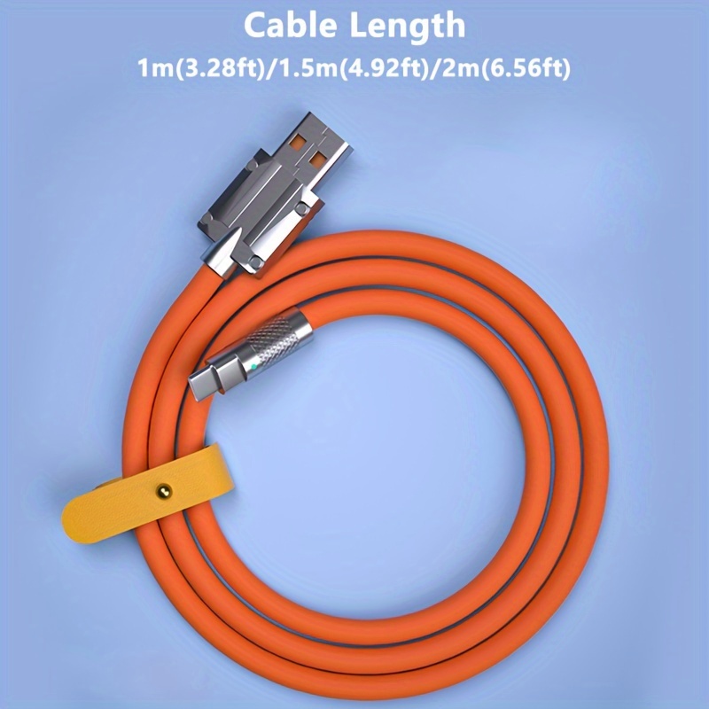 Cable Carga Rápida Pd Type C Silicona Líquida 120w 6a Cable - Temu