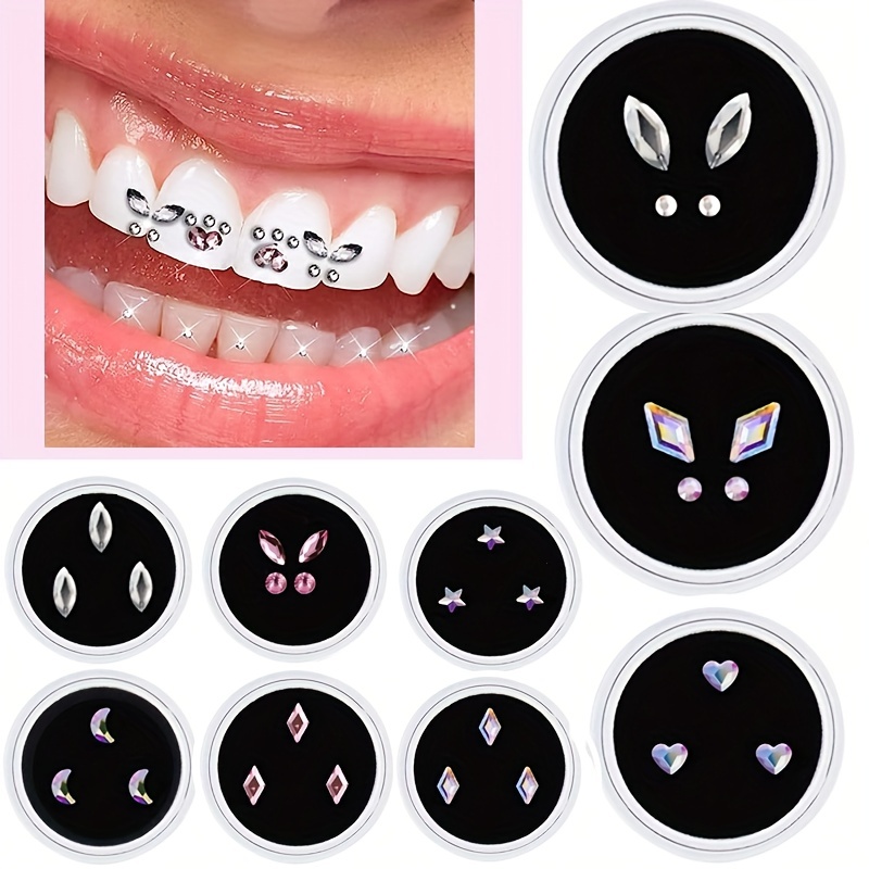 4pcs/box Tooth Gem Kit Shiny Tooth Jewelry DIY Tooth Ornaments Artificial  Crystal Decor For Reflective Teeth Ornament