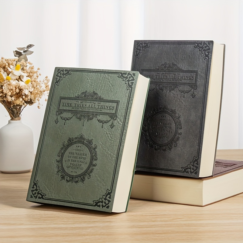 Super Thick Diary Notebook Blank Pages Pu Leather Soft Cover - Temu
