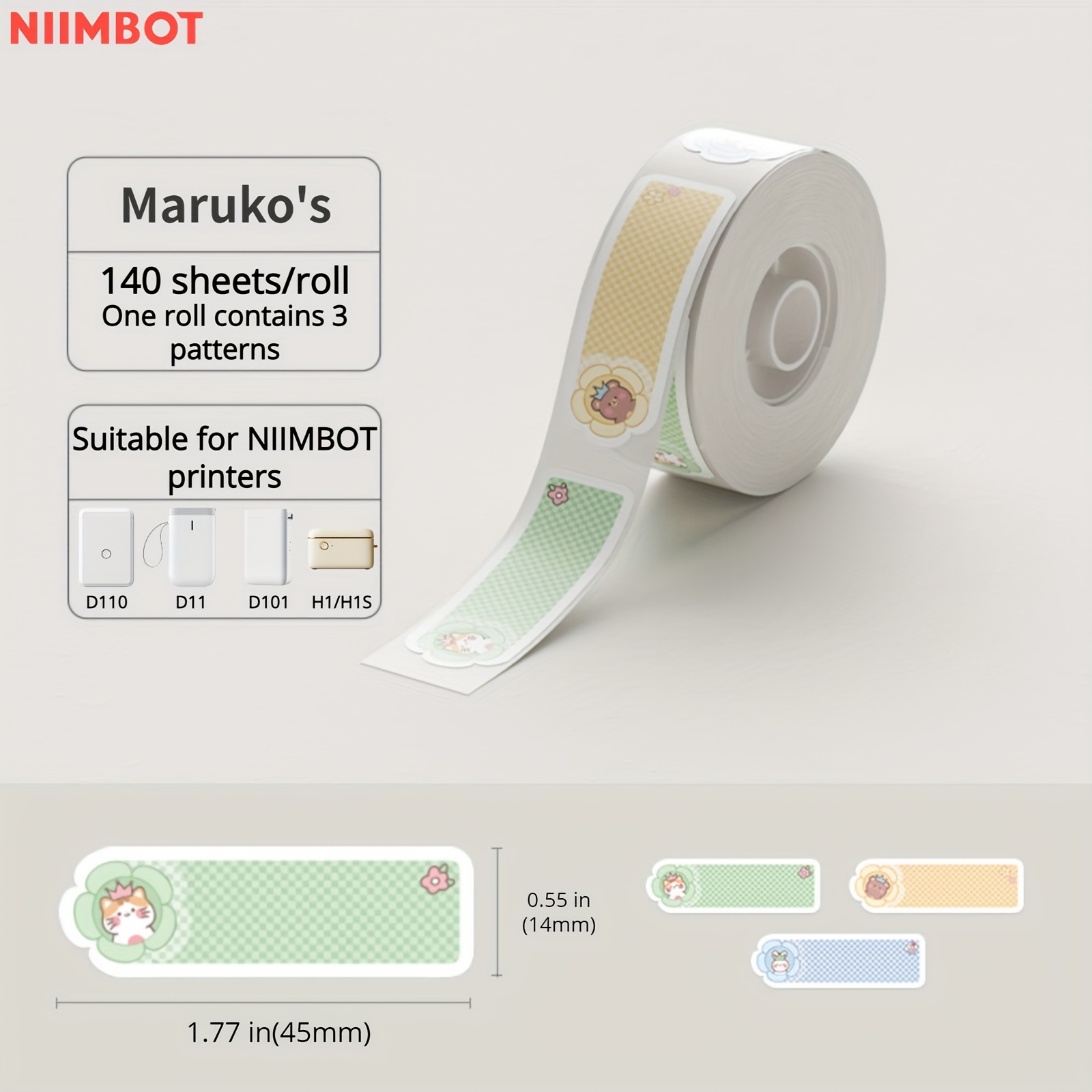 14 x 40 mm 160 feuilles de papier d'étiquette d'impression thermique pour  Niimbot D101 / D11 (animaux)
