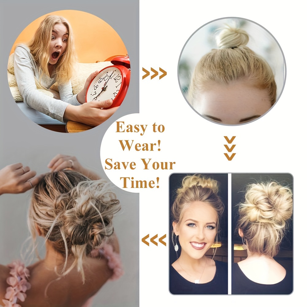 Synthetic Hair Scrunchies Extension Thick Updo Donut Hair - Temu