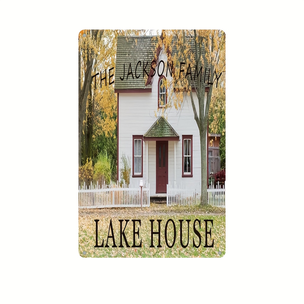 1pc, THE JACKSON FAMILY LAKE HOUSE Metal Tin Sign (8''x12''/20cm*30cm),  Vintage Plaque Decor Wall Art, Wall Decor, Room Decor, Home Decor, Restauran