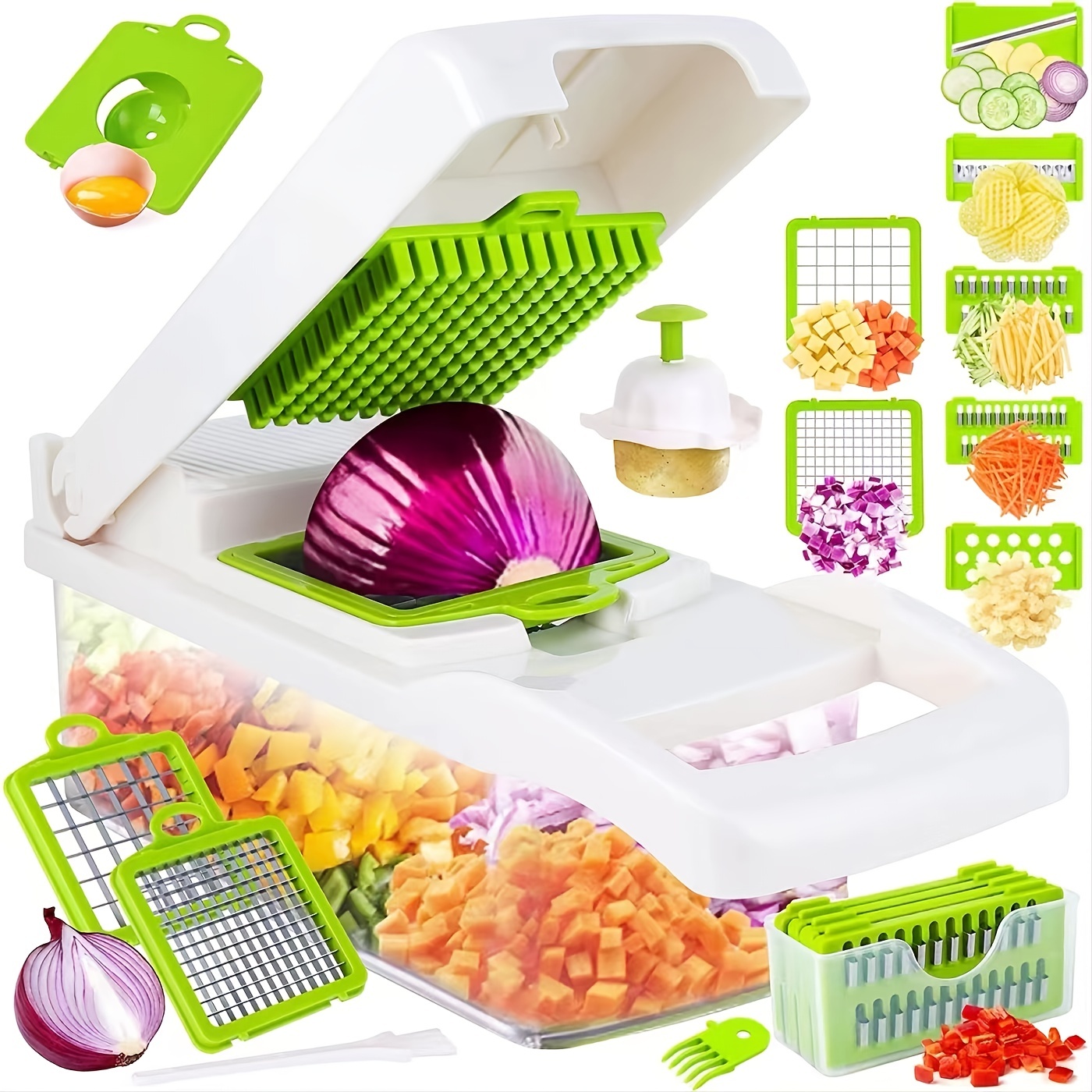 13-in-1 Vegetable Onion Chopper, Vegetale Cutter With Blades, Container,  And Hand Guard Efficiently Chop And Prepare Your Favorite Vegetables And  Fruits Temu