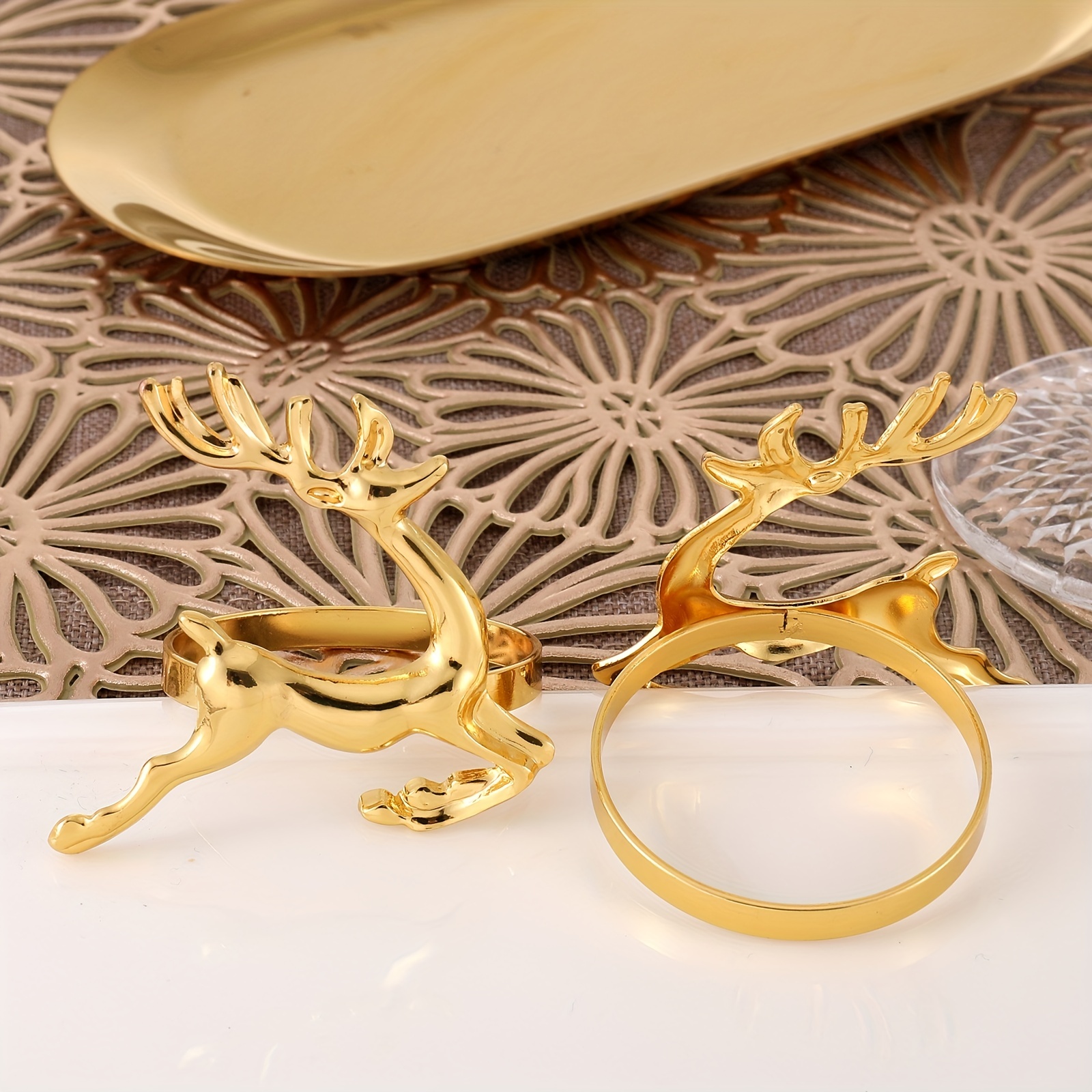 6pcs Christmas Deer Napkin Rings for Table Settings