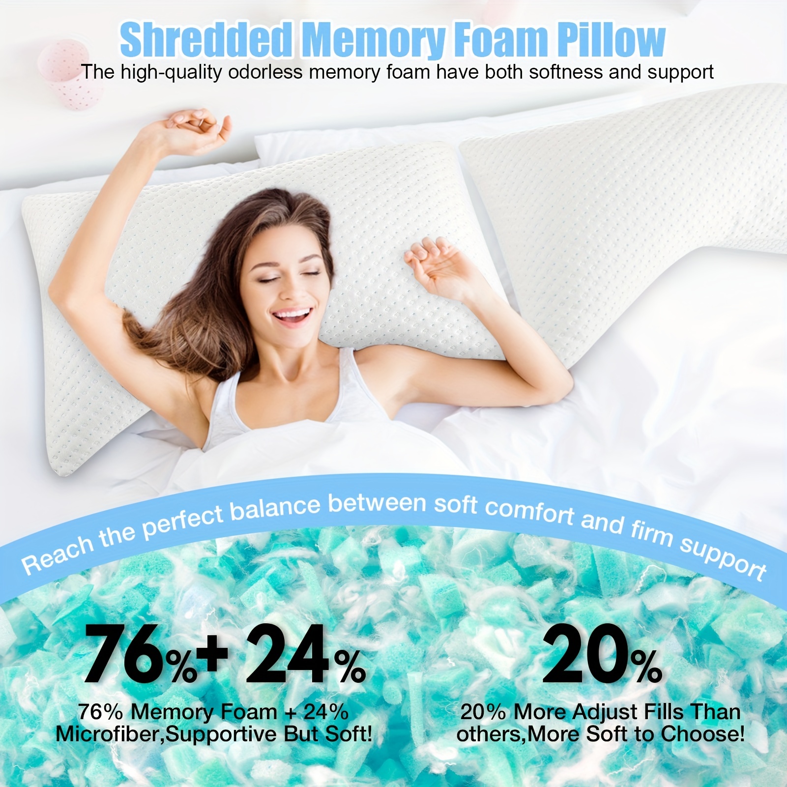  Cervical Pillow Memory Foam Pillows Cooling Pillow Queen Size  Bed Pillows for Sleeping Ergonomic Neck Pillow Pillow for Side Back Stomach  Sleepers, Orthopedic Contour Pillow : Home & Kitchen