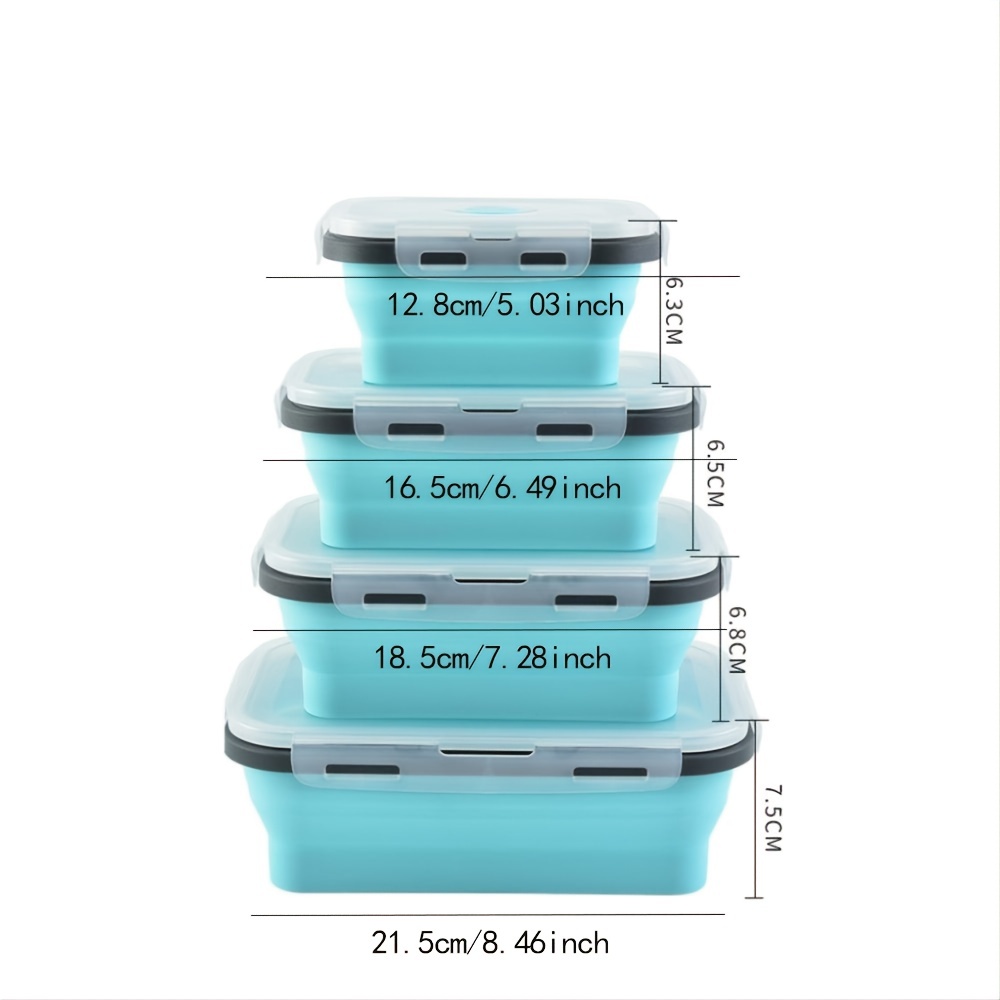 4 Sets 16 Pcs Silicone Food Storage Containers with Lids Collapsible Meal  Prep Container Silicone Food Box Microwave Lunch Containers Leftover Meal