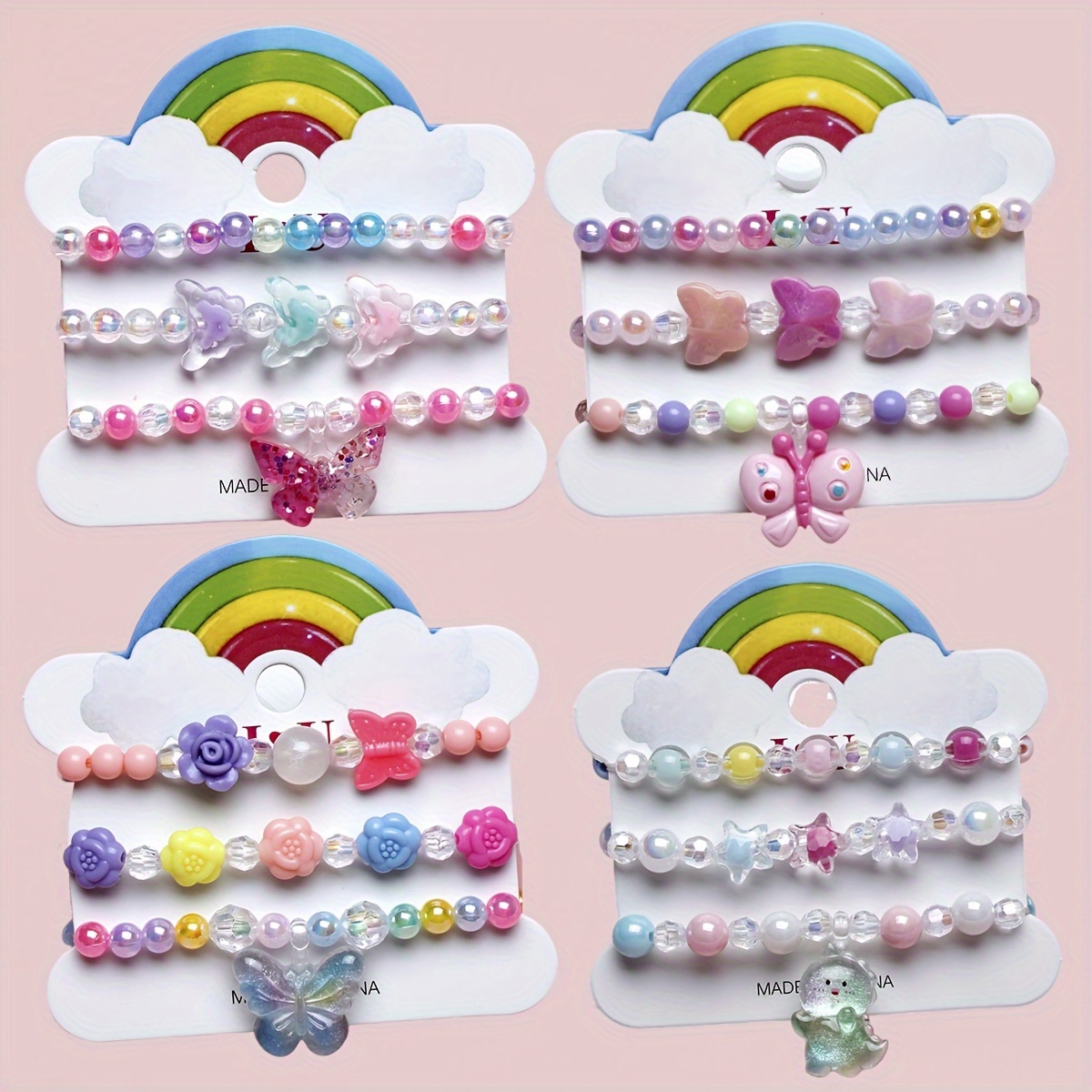 Makersland 6pcs/set Children Necklace Bracelet Set Cute Rainbow