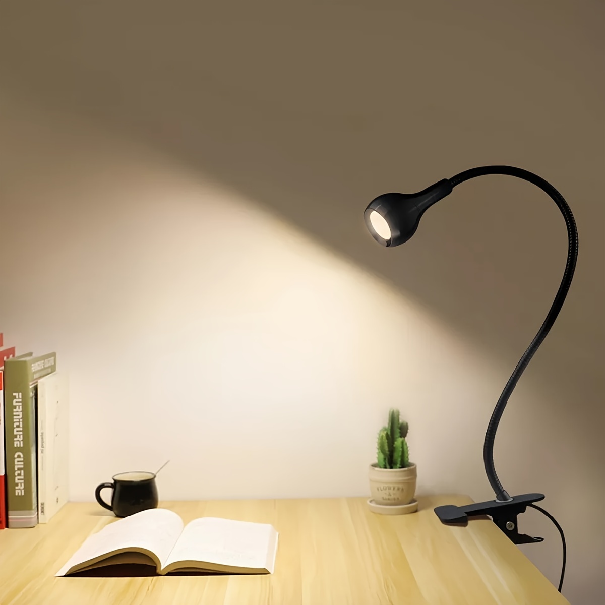 Clip On Book Light Battery Powered Flexible Hose Table Lamp - Temu