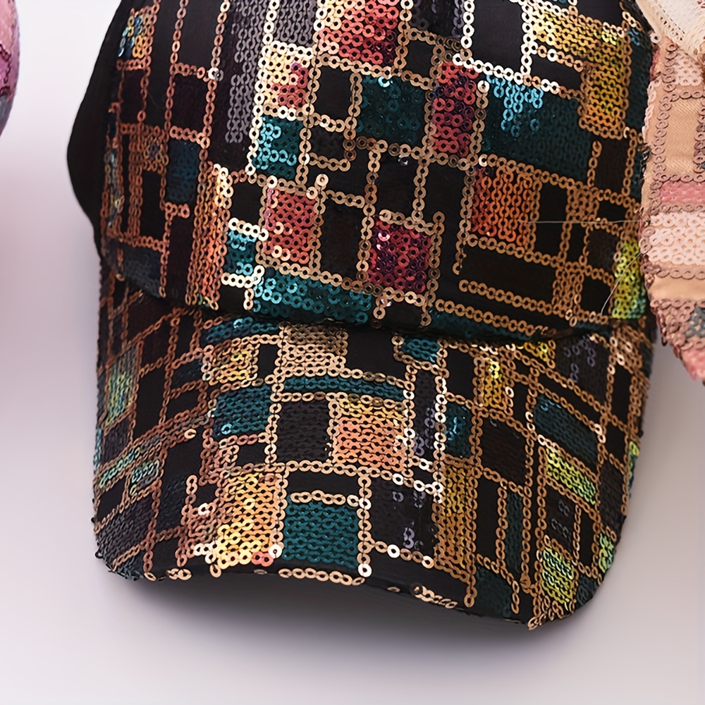 Sequin Plaid Y2K Trucker Hat Mesh Baseball Cap Unisex Hip Hop Dad Hats