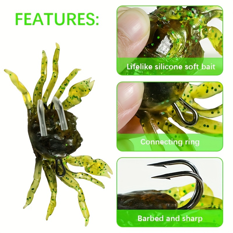 Crab Fishing Lure Kit, 10 PCS Fishing Crab Lures Artificial Bait Fishing  Tackle, Artificial Plastic Soft Crab Lure 3D Simulation Freshwater Fishing