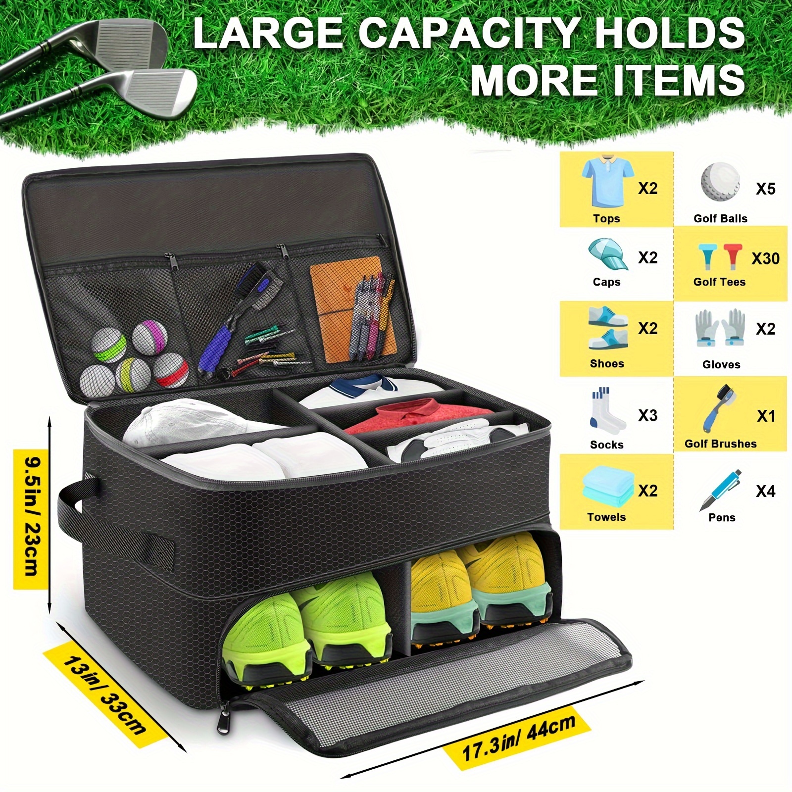 Golf Trunk Organizer Bag with Ample Storage for Golf Accessories