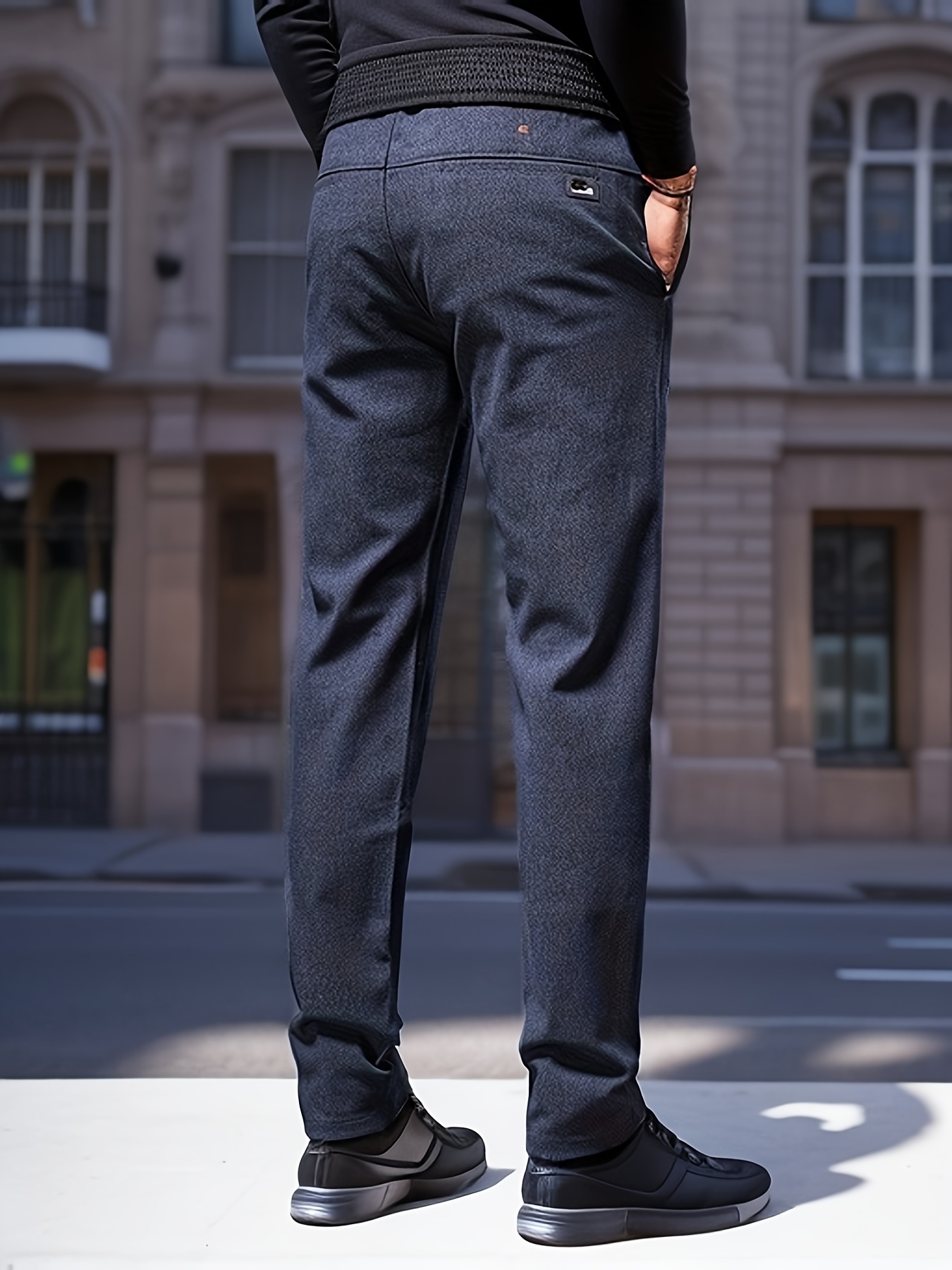 Mens Solid Color Simple Casual Business Slim Straight Fashion Trousers Pants