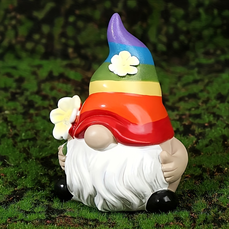 

1pc, Garden Gnomes Rainbow Dwarf Resin Statue, Gnome Doll Mini Home Decoration, Patio Garden Decoration, Lgbt Pride Gay Decor