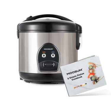 moosum electric rice cooker with one touch for asian japanese sushi rice 10 cup uncooked 20 cup cooked fast convenient cooker with ceramic nonstick inner pot stainless steel housing and auto warmer
