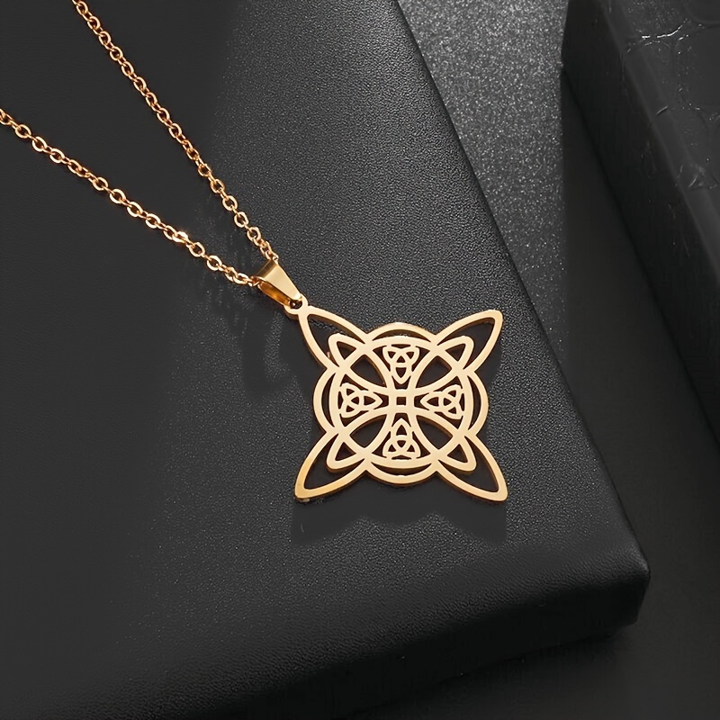 Image of 1pc New 304 Stainless Steel Men Women Witchcraft Knot Pendant Necklace Knot Necklace Amulet Jewelry Gift