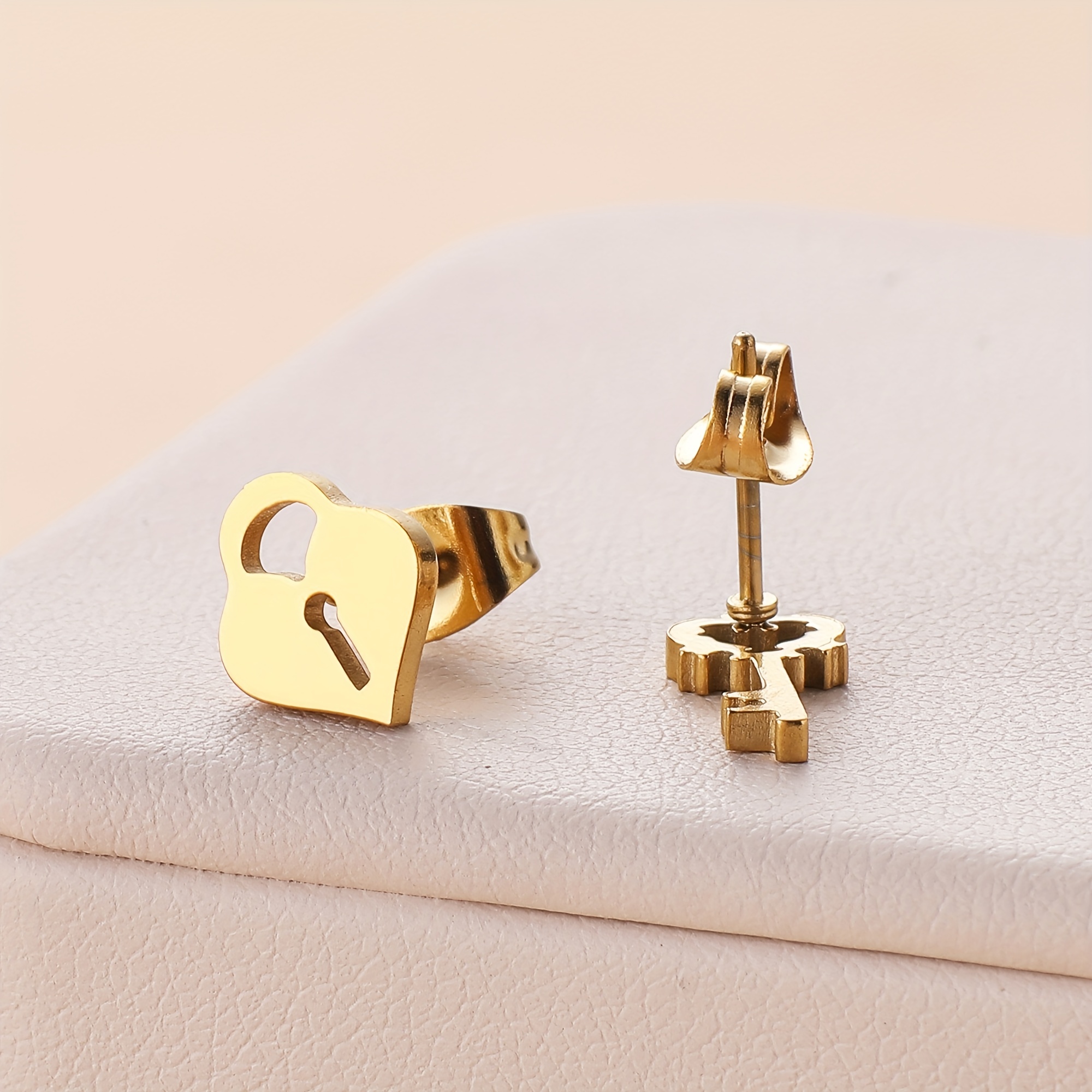 Brass Padlock Earrings 18K Gold Plated Jewelry Very Stylish