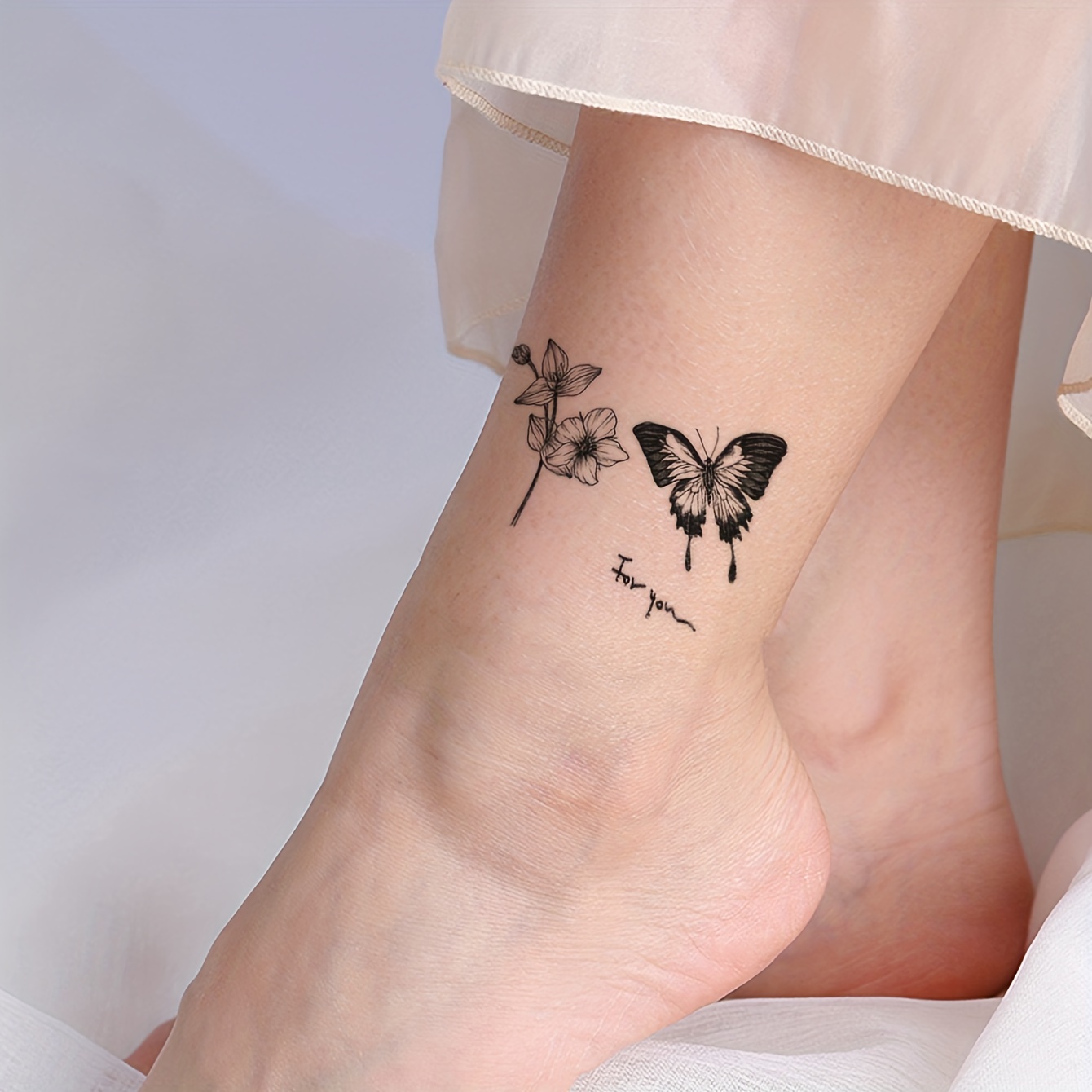 1pc Black Butterfly Design Waterproof Temporary Tattoo Sticker For Wrist  And Body