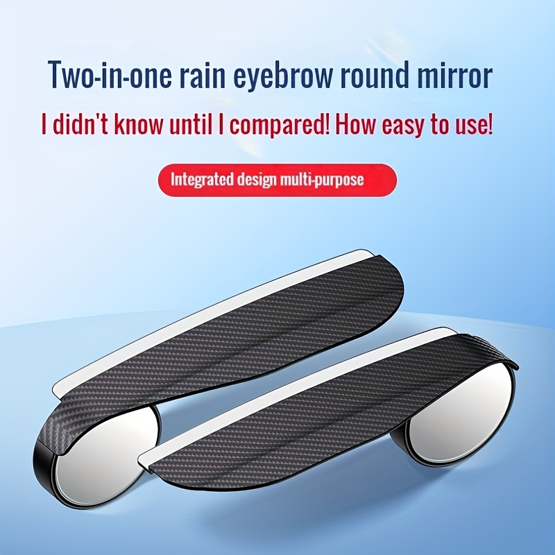 2pcs car blind spot mirror rearview mirror rain eyebrow multifunctional 2 in 1 rain covering for rainy days expanding view safety driving details 3
