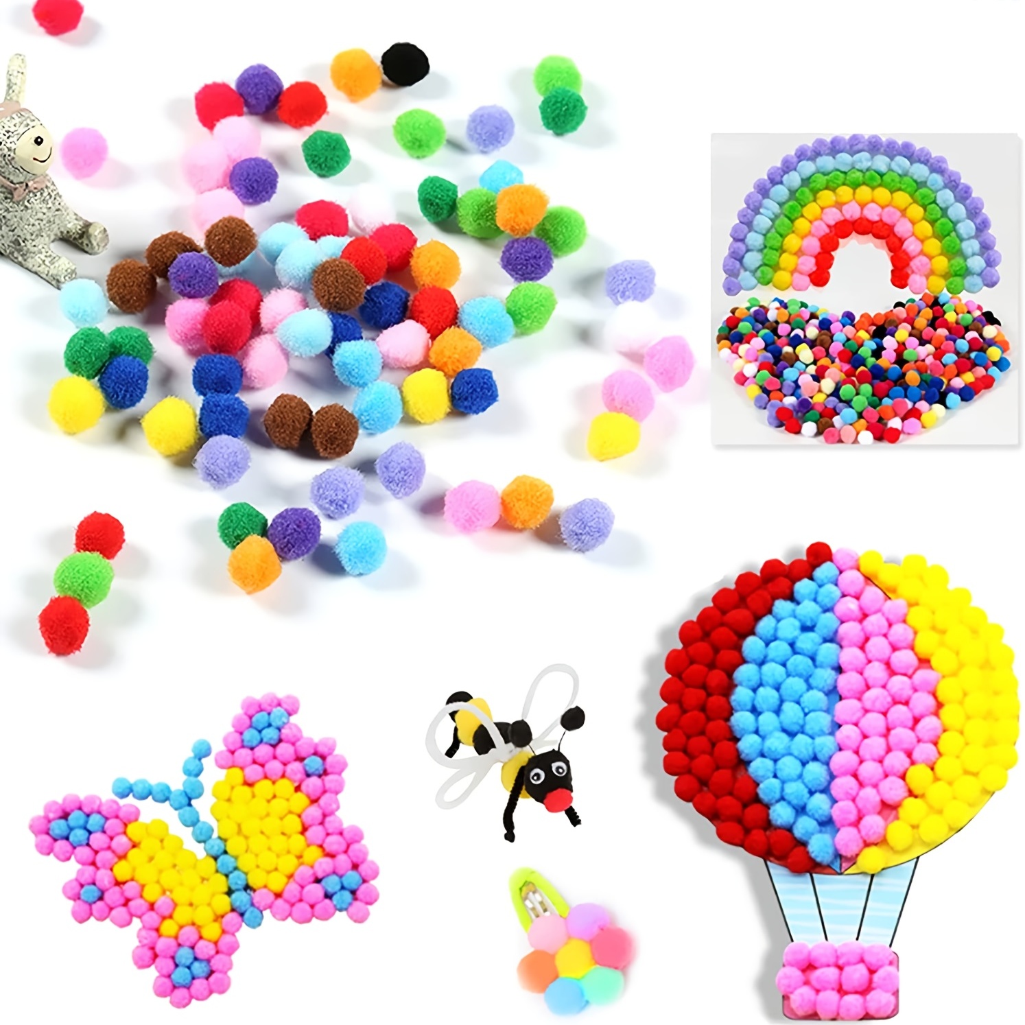 Blue Pom Poms Balls for Hobby Supplies and DIY Creative Crafts Party D