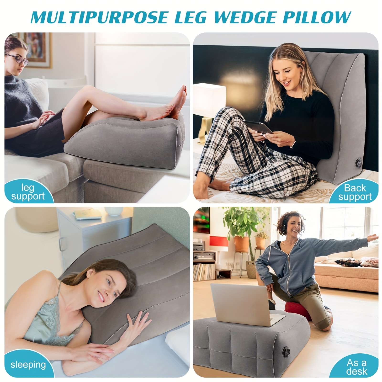 Relax Leg & Back Instantly With Inflatable Leg Elevation Pillow - Comfort Leg  Pillows For Sleeping, After Surgery, Hip, Foot & Ankle Recovery - Temu