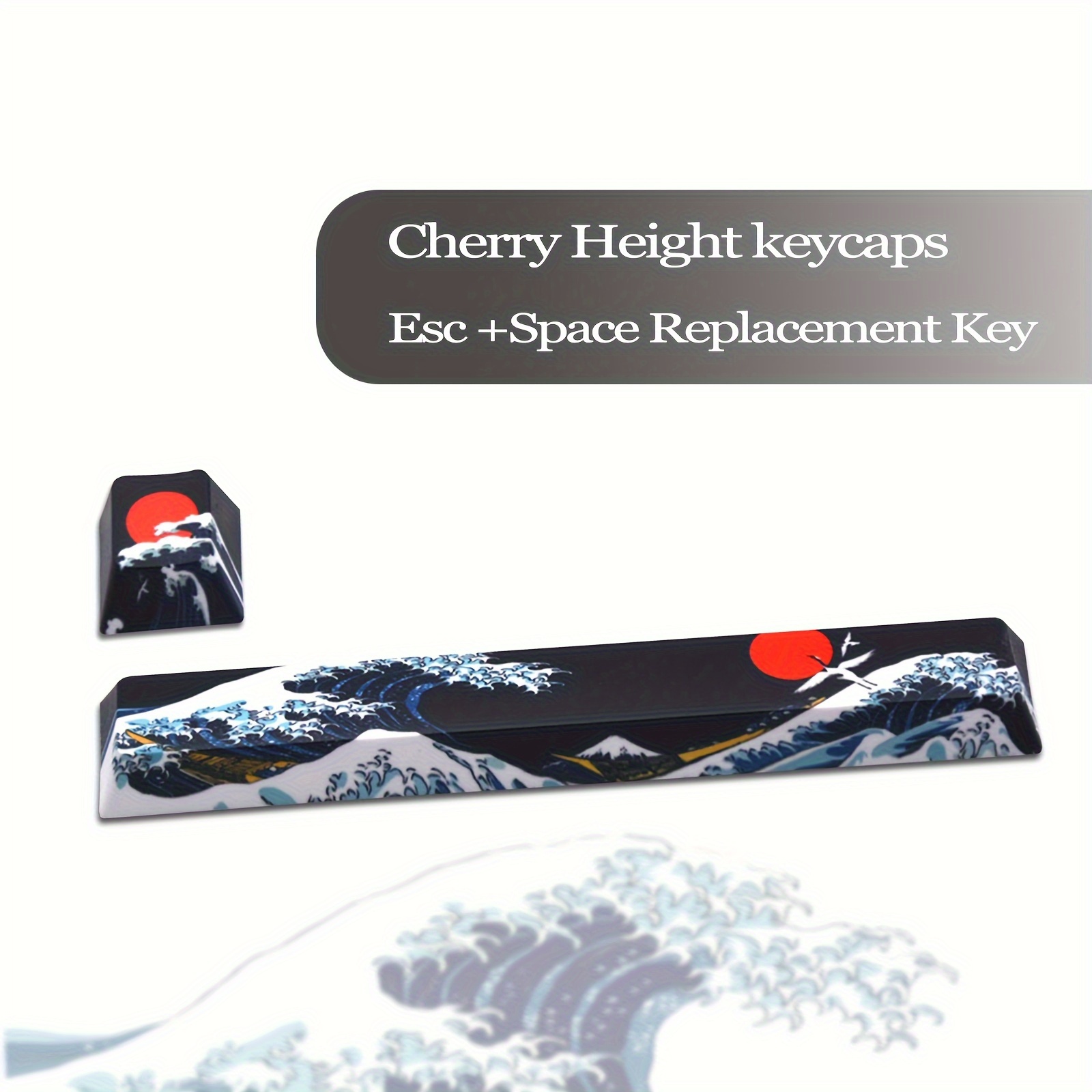 

Keycaps (2 Pcs), Pbt Thermal Sublimation Keycaps, Esc Space Replacement Key, Cherry Height Kanagawa Keycaps