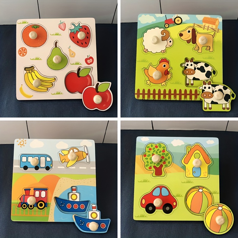 Children's Hand Scratching Board, 3D Puzzle Wooden Toys, Children's Baby Early Education Fruit Cognitive Puzzle Toys, Wooden Hand Scratching Board, As Halloween, Chrismas Gift