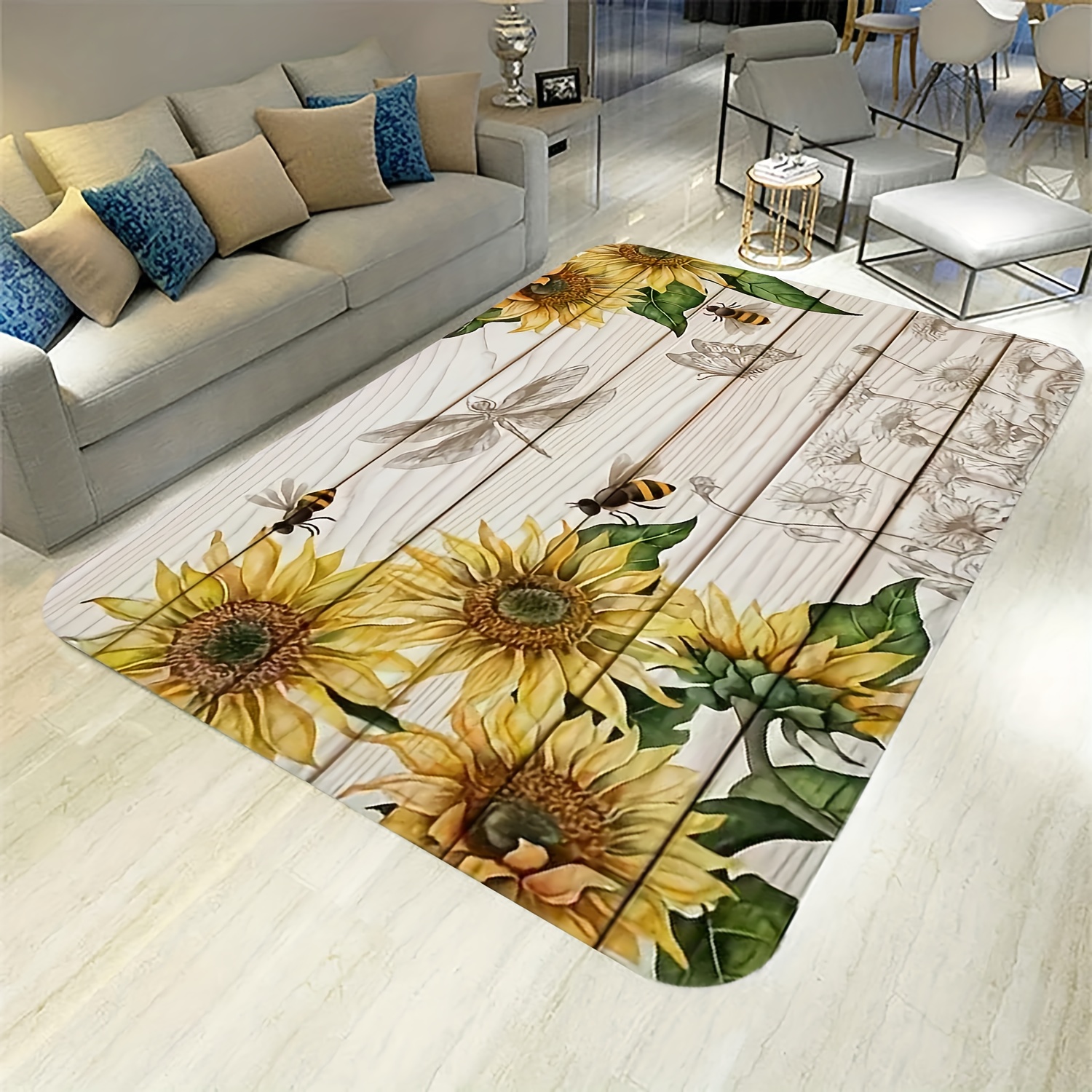 Alfombrilla antideslizante para cocina, Alfombra de girasol y gallo para  interiores y exteriores, dormitorio, baño, entrada