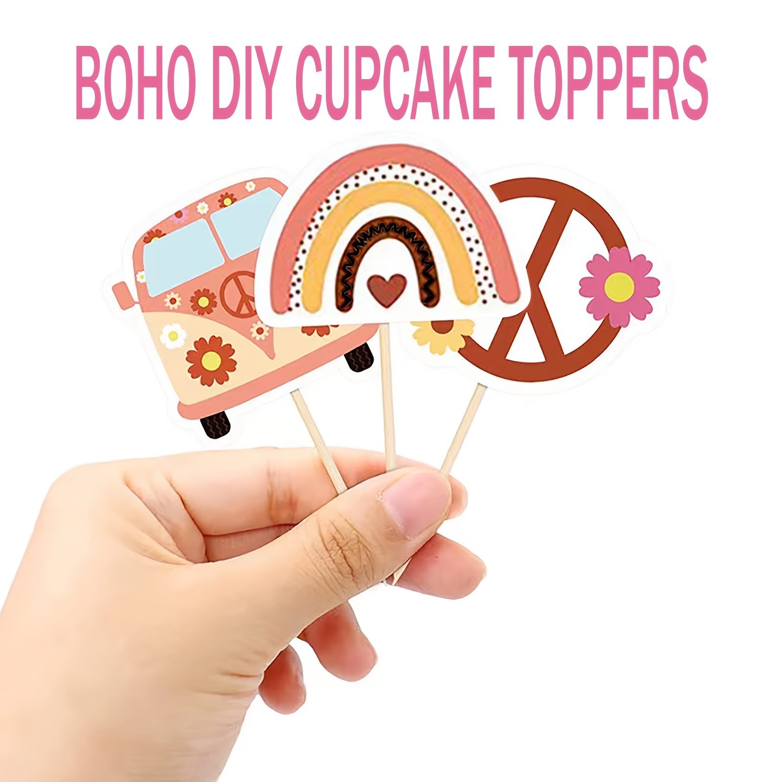 Bohemian Baby Shower Cupcake Toppers