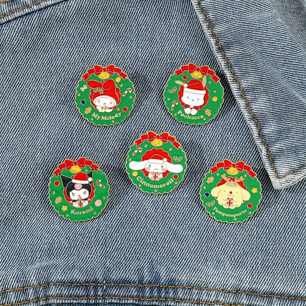 Iigen 1/5 Pcs Halloween Brooch, Kuromi Melody Hello Kitty Enamel Pin Badge, Clothing Backpack Accessories Holiday Gift,Temu