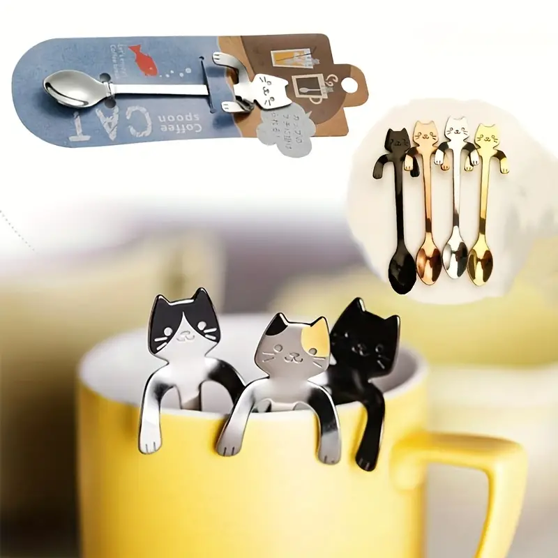Cute Little Cats Coffee Spoon, Long Spoon Tableware, Kitchen Gadgets  Creative Gift Spoon, Kitchenware, Kitchen Accessories Kitchen Stuff - Temu