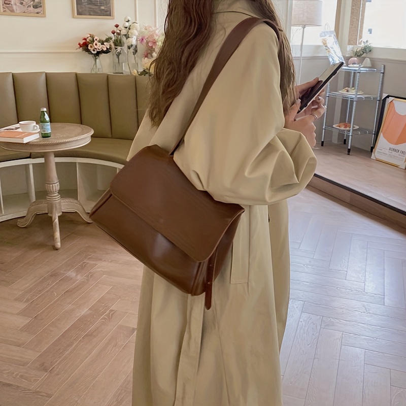 PU Leather Shoulder Bag - The Korean Fashion Brown