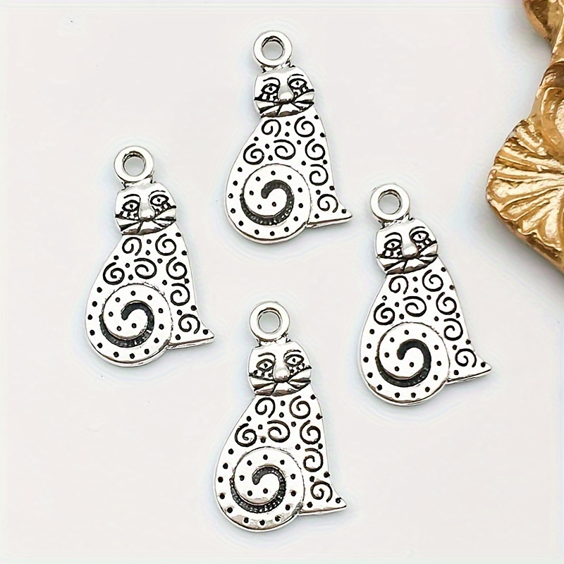 20pcs Zinc Alloy Charms Antique Silver Color Cat Charms Pendants For DIY  Necklace Bracelets Jewelry Making Accessories