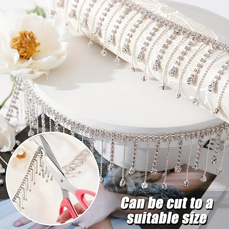 1 Yard Rhinestone Tassel Fringe Trim Crystal Close Chain - Temu