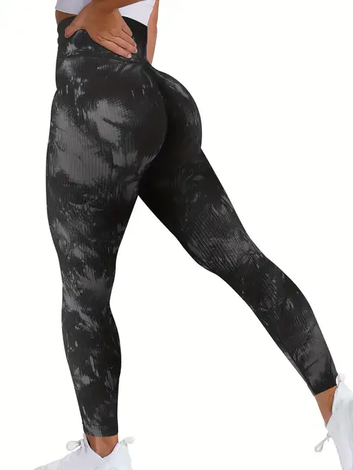 JDEFEG Yoga Pants Tall Women Autumn Winter Tie Dye Seamless High Waist  Sports Yoga Leggings Womens High Waist Wide Leg Long Bell Bottom Yoga Pants  Nylon,Spandex Black L 