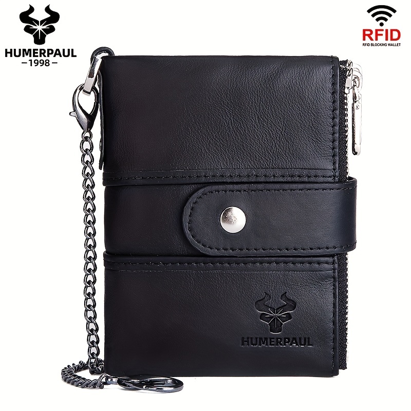 Leather Mens Wallet Luxury Mens\tpurse Male Zipper Card Holders With Coin  Pocket Rfid Wallets Gifts For Men Money Bag