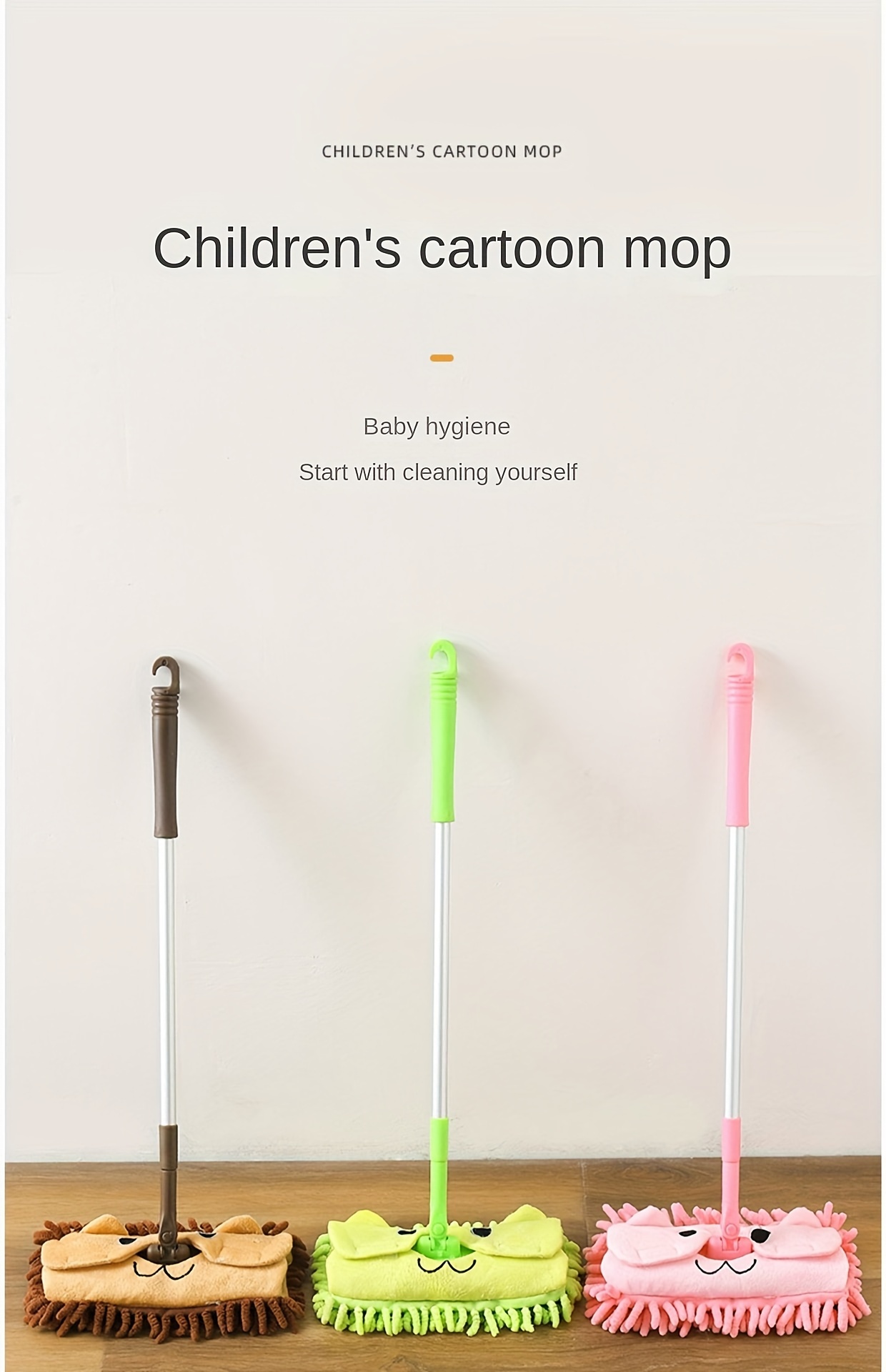 Cute Cartoon Mop + Broom And Dustpan Set/ Only Mop Mini - Temu