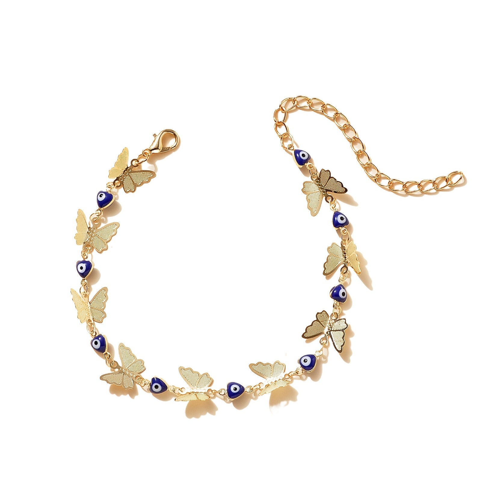 Butterfly and Devil's Eye Copper Chain Anklet