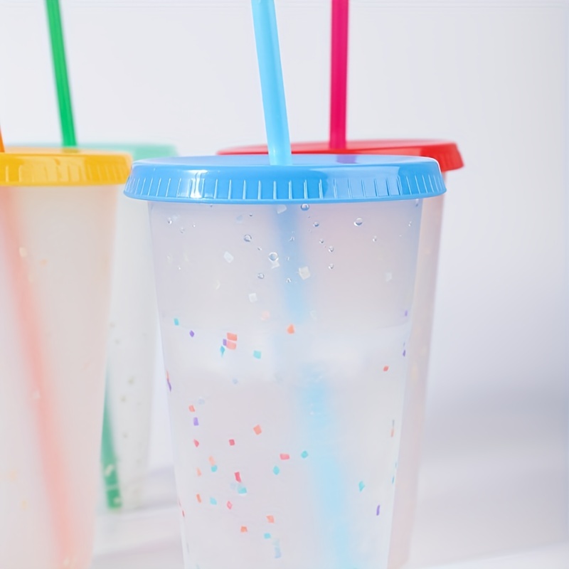 23.6oz Color Changing Cups with Lids and Straws Plastic Cups Reusable  Tumbler with Lid and