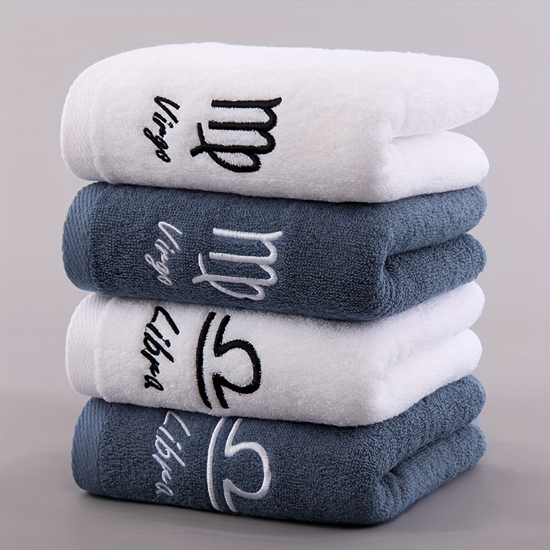 Soft Towel Set 12 Constellations Letters Embroideried Face Bath Towels  Large Strong Water Absorption for Adult serviette de bain - AliExpress