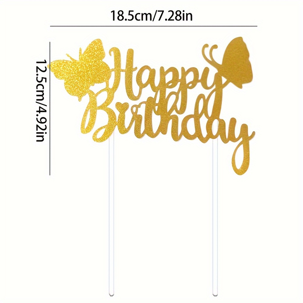 Cake Topper Golden Butterfly Birthday Cake Decoration Baking - Temu