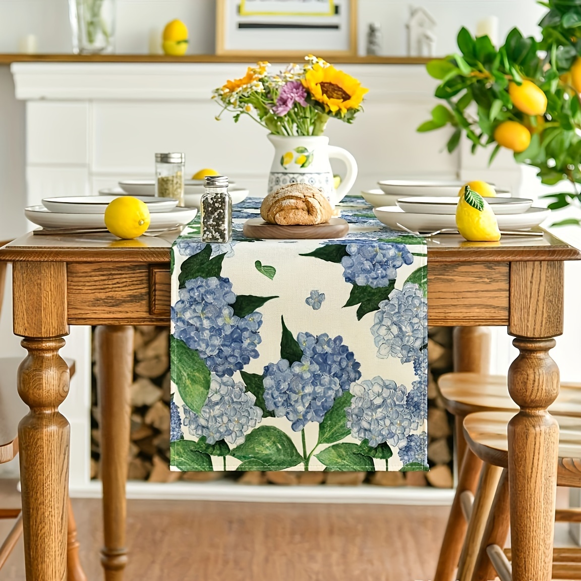 Camino de mesa de flores de primavera para decoración de mesa de comedor de  13 x 70