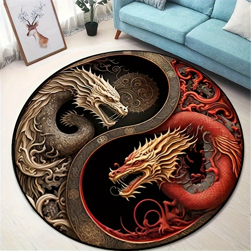 Comprar Alfombra con estampado de dragón con diseño de rosa, alfombra  antideslizante, felpudo para dormitorio, sala de estar, cocina, esteras  para suelo