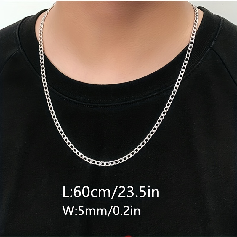 Cadena ancha de acero inoxidable para hombre, collar de gargantilla con  cadenas de eslabones plateados unisex, 3 mm, 5 mm, 7 mm