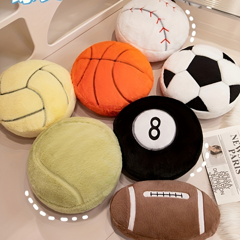 Creative Football Basketball Shape Plush Doll Soft And Cute - Temu