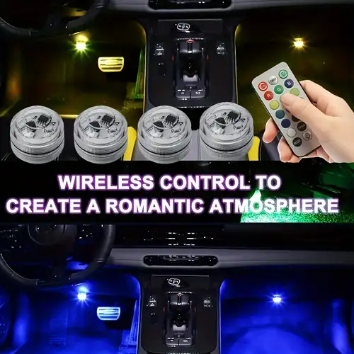 Wireless Adhesive LED Auto Innenraum Umgebungslicht Fernbedienung  Dekoration Auto Dach Fuß Atmosphäre Lampe Mit Batterie Bunte